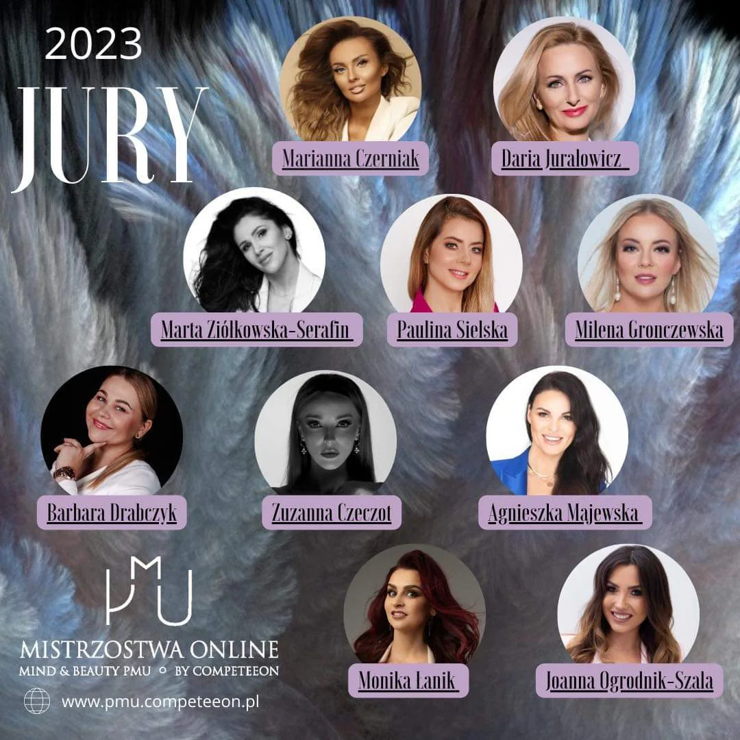Plakat jury Mistrzostw Online Mind & Beauty PMU 2023 z Pauliną Sielską wśród jurorek