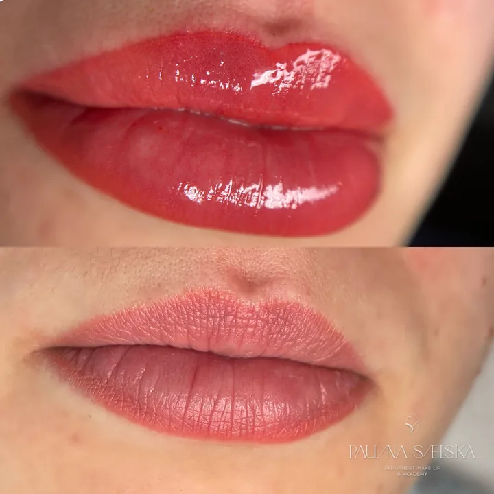 Makijaż permanentny ust, intensywny i naturalny kolor