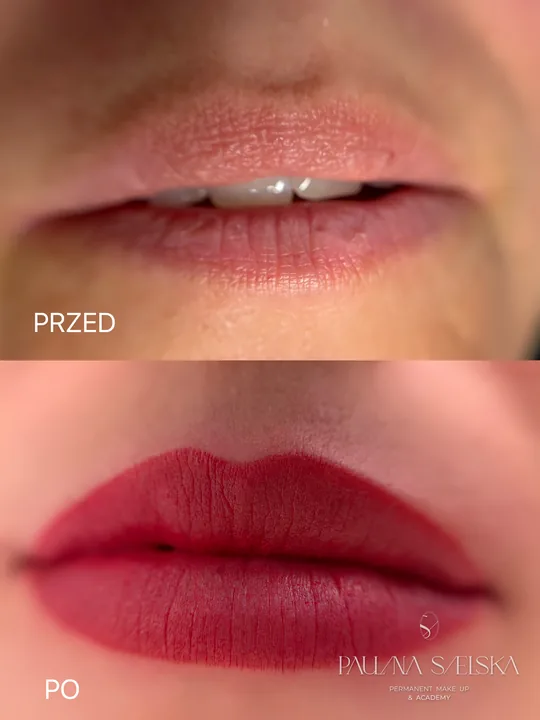 Makijaż permanentny ust, przed i po zabiegu